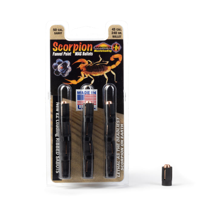 Scorpion - Funnel Point MAG Bullets - 50 Caliber Sabots - 240 Grain .451 Bullets (12, 20, or 30 Packs)