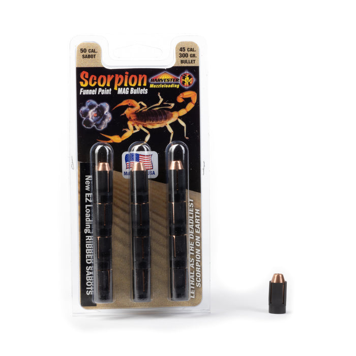 Scorpion - Funnel Point MAG Bullets - 50 Caliber Sabots - 300 Grain .451 Bullets (12 and 20 Packs)