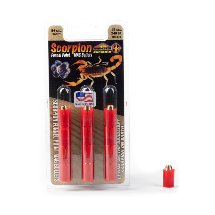 Scorpion - Funnel Point MAG Bullets - 54 Caliber Sabot - 240 Grain .451 Bullets (12 Pack)