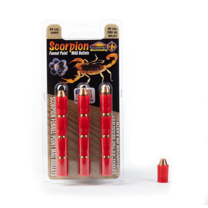 Scorpion - Funnel Point MAG Bullets - 54 Caliber Sabots - 260 Grain .451 Bullets (12 Pack)