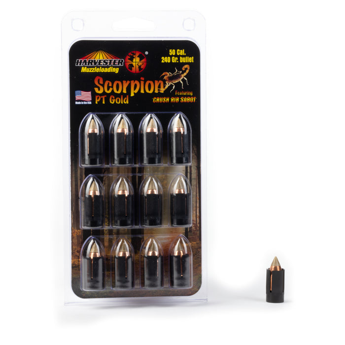 Scorpion - PT Gold - 50 Caliber Sabots - 240 Grain .451 Bullets (12 Pack)
