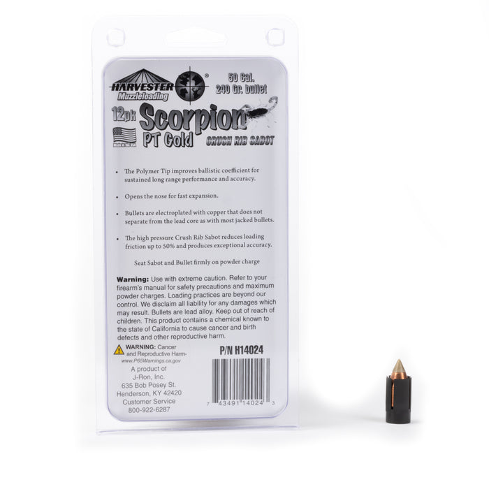Scorpion - PT Gold - 50 Caliber Sabots - 240 Grain .451 Bullets (12 Pack)