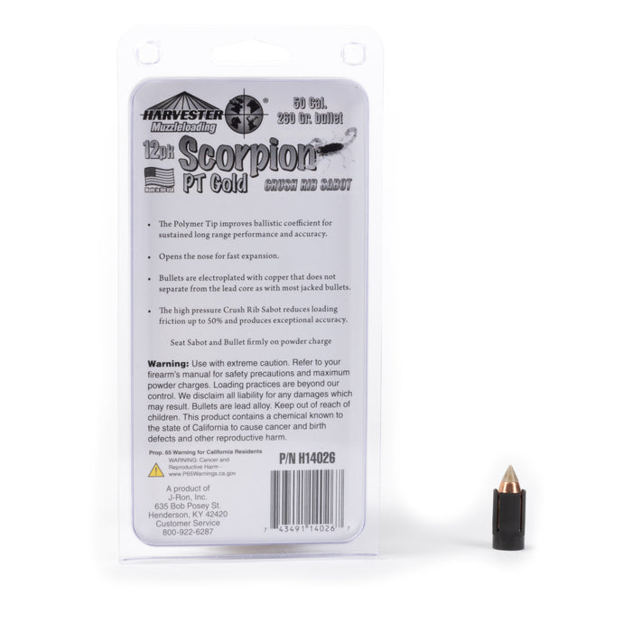 Scorpion - PT Gold - 50 Caliber Sabots - 260 Grain .451 Bullets (12 Pack)