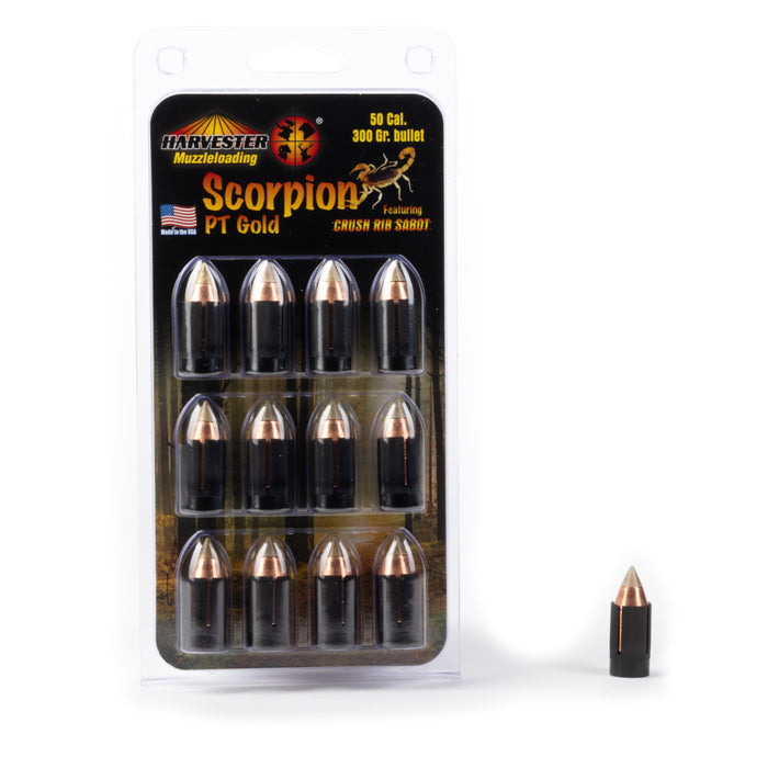 Scorpion - PT Gold - 50 Caliber Sabots - 300 Grain .451 Bullets (12 Pack)