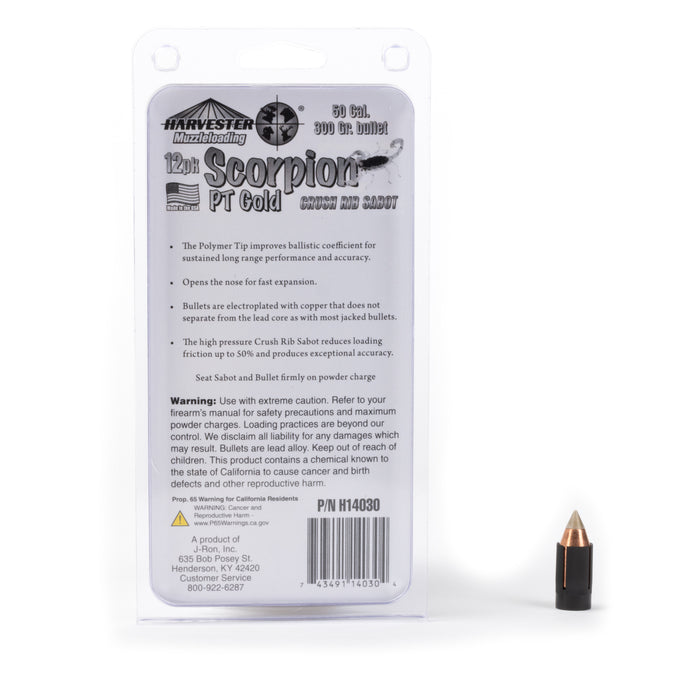 Scorpion - PT Gold - 50 Caliber Sabots - 300 Grain .451 Bullets (12 Pack)