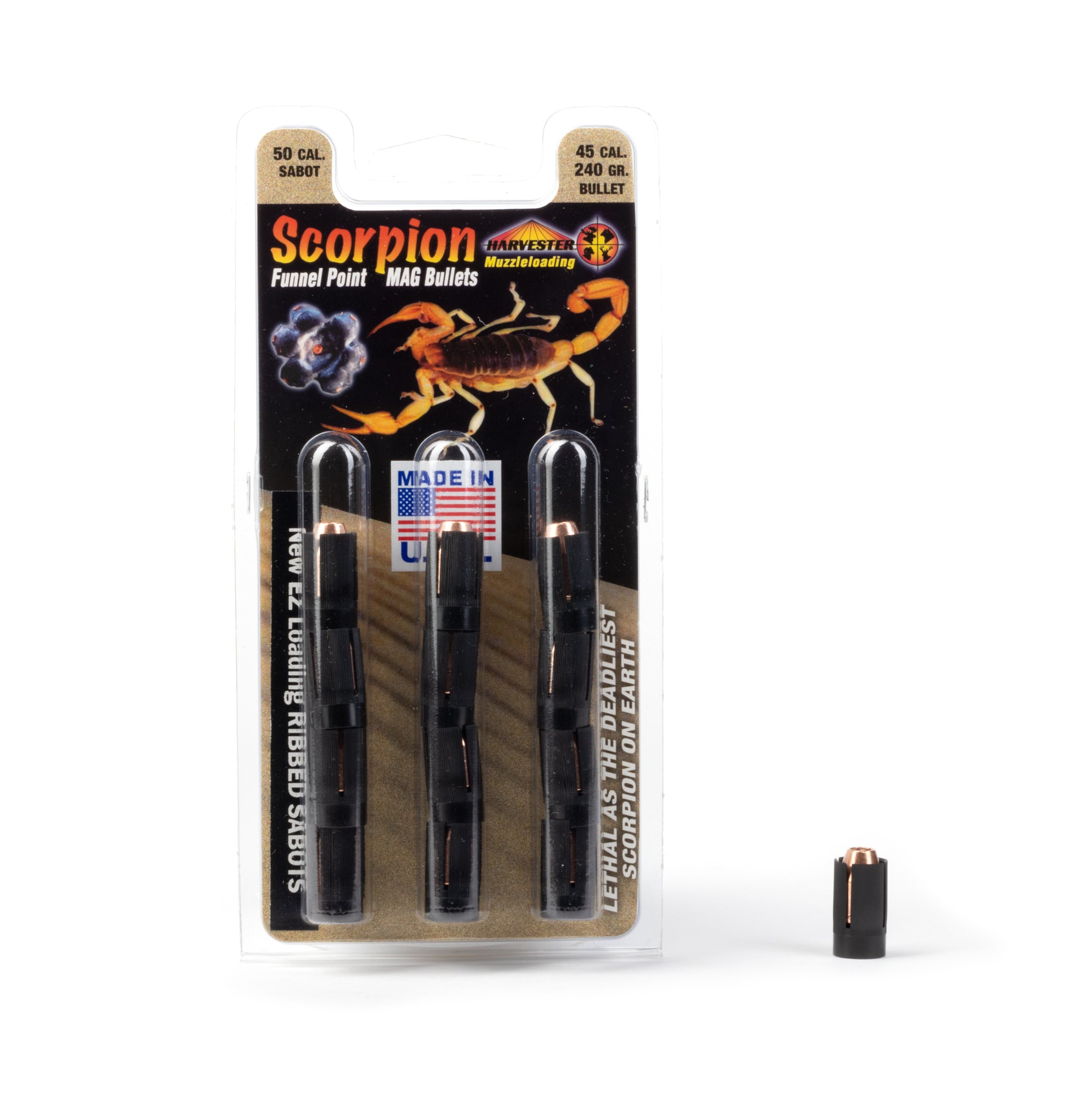 Gun Mat Bullets Scorpion - Funnel Point MAG Bullets - 50 Caliber Sabots - 240 Grain .4 ...