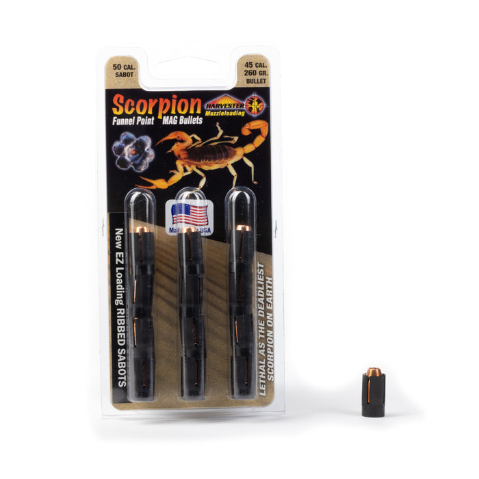 Scorpion - Funnel Point MAG Bullets - 50 Caliber Sabots - 260 Grain .451 Bullets (12, 20, or 30 Packs)